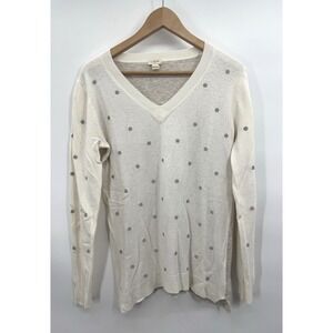 J Crew Womens Medium Polka Dot Sweater Merino Wool Soft Cozy Layers Lightweight